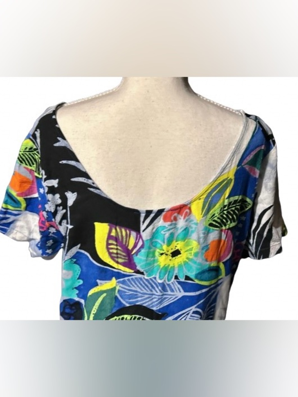 Vintage Jams World Dress Tropical Floral Boho Ruffle Short Sleeved Y2K 90s LG - Picture 12 of 15